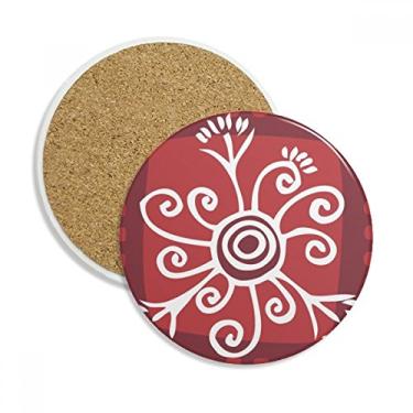 Imagem de Caneca com flores vermelhas Totems do México Civilização Antiga Caneca de proteção de mesa Pedra absorvente
