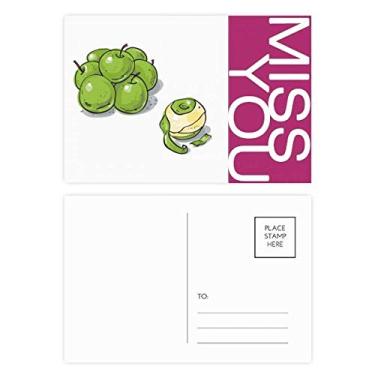 Imagem de Conjunto de cartões postais Miss Miss com estampa de maçã verde com 20 peças