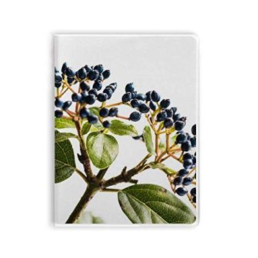 Imagem de Caderno de folhas com estampa de plantas brancas, simples, natureza, capa de goma