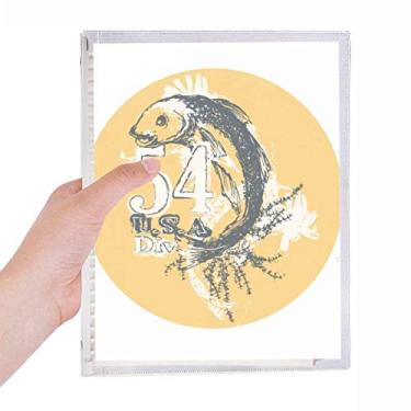 Imagem de Caderno de desenho de linha com estampa de isca de peixe com folhas soltas e diário recarregável