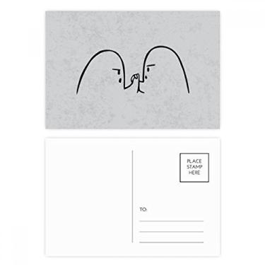 Imagem de Wrist Wrestling Black Cute Chat Happy Postal Set Birthday Mailing Cartão de felicitações