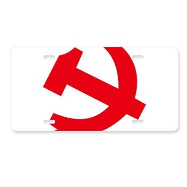 Imagem de DIYthinker Emblema comunista chinês símbolo vermelho placa de licença decoração aço inoxidável automóvel