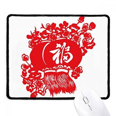 Imagem de Mousepad com padrão tradicional chinês da Red Lantern com borda costurada, tapete de borracha para jogos