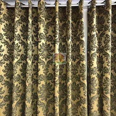 Imagem de Cortina Jacquard Blackout Dourada c/Preto 5,60m X 2,50m