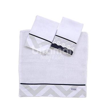 Imagem de Biramar Baby Boquinha Fralda 3 Pcs Barrado Brooklyn Chevron Cinza/Marinho Marinho