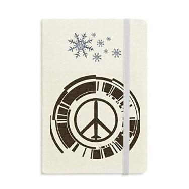 Imagem de Caderno com estampa de avião, símbolo da paz, estampa antiguerra e flocos de neve para inverno