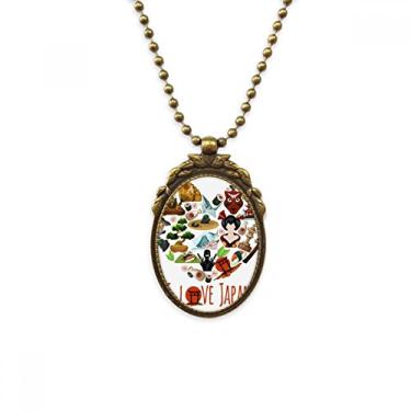 Imagem de DIYthinker I Love Japan Sushi Illustration Colar antigo com pingente de contas vintage