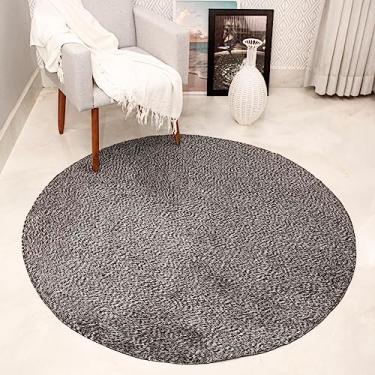 Imagem de Tapete Redondo Sala Quarto Felpudo Pelo Curto 150x150 (Preto Mescla)