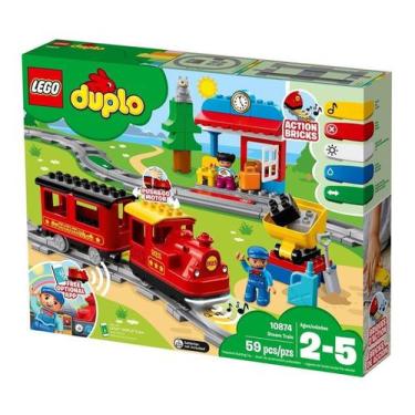 Imagem de Blocos De Montar - Duplo - Trem A Vapor - 10874 - Lego