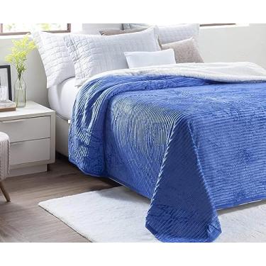 Imagem de Cobertor Manta Casal Dupla Face Carneirinho Azul 1,90x2,10m