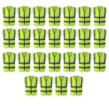 Imagem de Colete Faixa Sinalizador Refletivo EPI Kit 25 Unidades Segurança Trabalho Blusao Fluorescente Obra Sinalizaçao Estrada