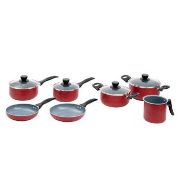 Imagem de Jogo de panelas antiaderente cerâmica 7 pçs vermelha - Oikos