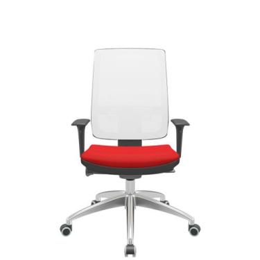 Imagem de Cadeira Office Brizza Tela Branca Assento Aero Vermelho Autocompensado