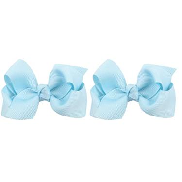 Imagem de ZOONAI 3 polegadas Baby Girl Hair Bows Boutique Hair Clip Teens Toddlers Hairpin Headwear - Conjunto de 2 (Azul claro)