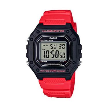Imagem de Casio Série W218H | Relógio digital masculino | 50M WR | Cronômetro de 1/100 segundo | Cronógrafo de 100 SEC | Retroiluminação LED | Temporizador de contagem regressiva | Alarme diário | Sinal de hora