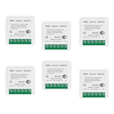 Imagem de Kit 6 Mini Interruptor Inteligente Smart Switch 16A Wifi Automação Alexa Google