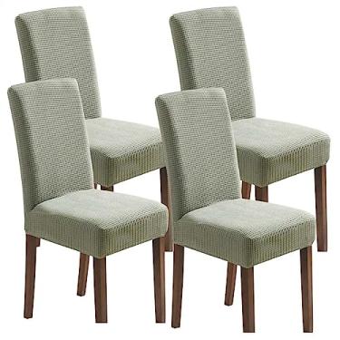 Imagem de Capas para cadeira de jantar, capa protetora de cadeira de jantar de pelúcia macia com encosto alto, lavável e removível, para sala de jantar cozinha hotel (Color : Green, Size : 4)