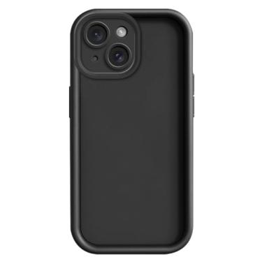Imagem de HAZARA Capa de silicone para iPhone 15 Pro Max/15 Pro/15 Plus/15, capa à prova de choque com forro de microfibra, capa protetora de telefone com toque macio e sedoso, preto, 15 Plus
