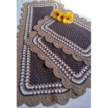 Jogo cozinha em crochê 3 peças - Janaína crochet - Tapete para