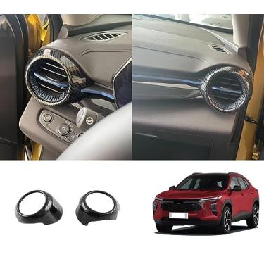 Imagem de APEXRA Capa de moldura de saída de ar condicionado lateral estilo fibra de carbono para carro, compatível com Chevy Trax 2024 Tampa de saída de ar CA direita e esquerda acessórios automotivos