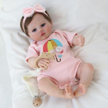 Imagem de SHENGX 18 polegadas boneca renascida,bebe reborn realista recem nascido,Bonito, macio Vinil bebe reborn menina para abraçar, brincar e dar presentes,Pink