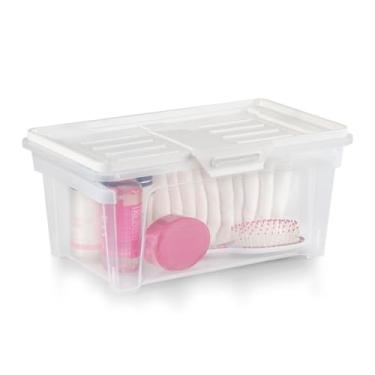 Imagem de PRAT.K Caixa Plástica Utile Incolor 6L – Com Tampa Branca (Utile), Armazenamento Prático