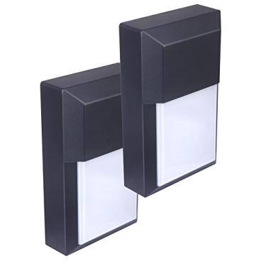 Imagem de LIT-PaTH Lanterna de parede LED para uso externo, arandela de parede como luminária de varanda, 12W 1000 lúmens, caixa de alumínio Plus PC, acabamento preto 5000K, pacote com 2