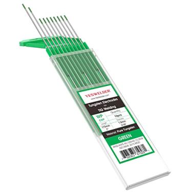 Imagem de YESWELDER - 10 unidades de solda TIG de tungstênio puro (verde, WP) 0,040"-5/32" por 7" de comprimento, Tungsten Electrode Pure Tungsten (Green, EWP), 1/16"