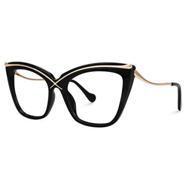 Imagem de Óculos de bloqueio de luz azul preto olho de gato Voogueme para homens e mulheres, óculos de computador antifadiga Janina OX006465-05