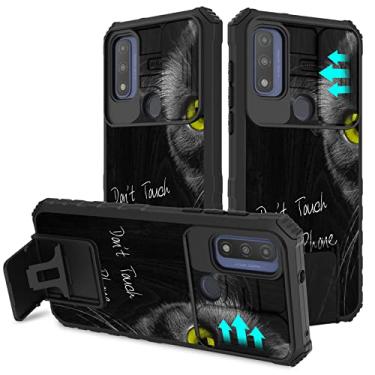 Imagem de Capa para Motorola Moto G Pure 2021 com proteção de lente de janela deslizante, silicone à prova de choque TPU + PC com suporte resistente para Motorola Moto G Pure/G Power 2022, gato fofo não toque