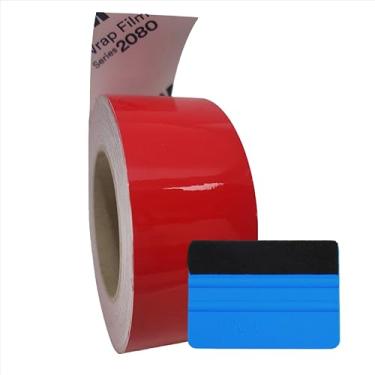 Imagem de Upromax Filme de Vinil Preto Serie 2080 1080 Kit para Preto Brilhante Cromado Apagar Janela Guarnio Porta Kit de Ferramentas Grtis (G13 Hot Rod Gloss Red, 5 cm x 63 cm)