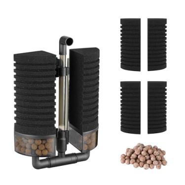 Imagem de Carefree Fish Filtro de Aquário Esponja para Tanque de Peixes Filtro Silencioso com 4 Esponjas e 1 Saco de Bolas de Cerâmica Filtradas para Água Salgada e Água Fresca (não Incluída Bomba de Ar)