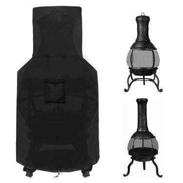 Imagem de WOMACO Capa de chaminé à prova d'água para pátio chaminé capa de lareira resistente às intempéries capa protetora de chaminé externa (75 cm P x 125 cm A, preta)