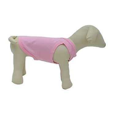 Imagem de Lovelonglong 2019 Trajes de roupa para animais de estimação, roupas para cães filhotes camisetas em branco para cães grandes médios pequenos, 100% algodão clássico roupas para animais de estimação filhotes colete para cães 18 coresLovelonglong XL (-15lbs) rosa