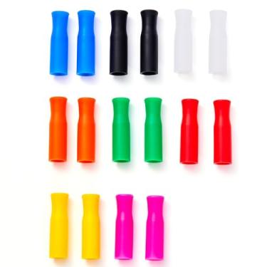 Imagem de Wobye 16 peças de pontas de silicone de palha, canudos de metal reutilizáveis, capas de silicone adequadas para canudos de aço inoxidável de 8 mm de diâmetro e canudos de vidro