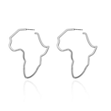 Imagem de Brincos femininos com design minimalista Exaggerate Large Fashion Gold Africa Map Hollow Out Drop, Aço inoxidável, n/c