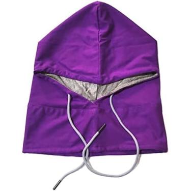 Imagem de Chapéu Faraday de proteção EMF, capuz anti-radiação 5G, escudos 5G, 4G, RF, celular, WiFi, Bluetooth, medidores inteligentes, casaco cerebral, tamanho único, roxo