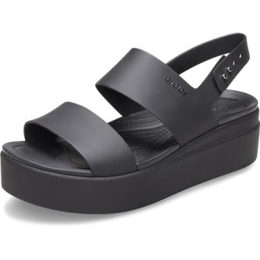 Imagem de Sandália Crocs Brooklyn Look azul anabela para mulheres 206453-46k, Black/black, 6