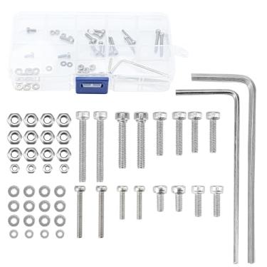Imagem de Conjunto de 50 peças universais de suporte de cartucho de cabeça de toca-discos de aço inoxidável, parafusos sextavados, conjunto de porcas com caixa mista.
