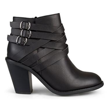 Imagem de Brinley Co. Bota feminina de cano curto com v rias al as, Preto, 10 Wide