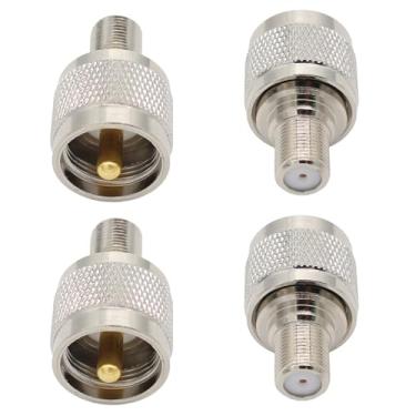 Imagem de exgoofit Adaptador UHF SO239 macho para antena tipo F, pacote com 4 conectores F fêmea para PL259 macho para antena de TV, dispositivos LAN sem fio, rádios Wi-Fi, antena externa, cabo coaxial