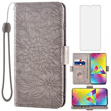 Imagem de Capa carteira compatível com Samsung Galaxy M20 e protetor de tela de vidro temperado, suporte para cartão, compartimento para identificação de crédito, couro magnético, flip, acessórios para celular,