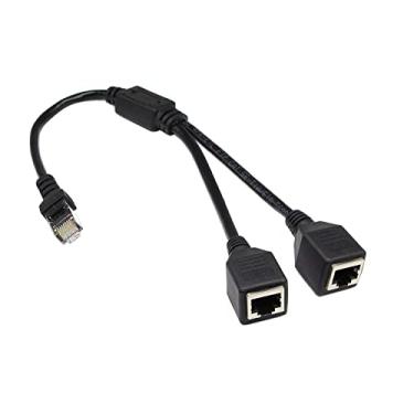 Imagem de BUBUCAM Adaptador divisor RJ45, conector soquete Ethernet RJ45 macho 1 a 2 fêmeas, cabo de plugue de rede Ethernet LAN divisor para Cat5 Cat5e Cat6 Cat7