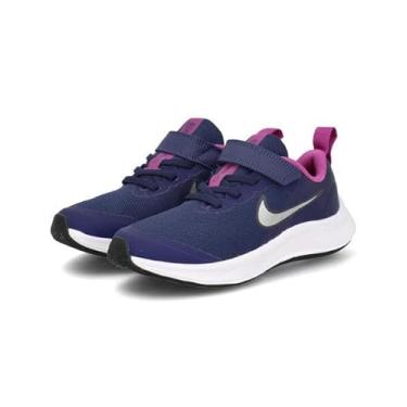 Imagem de Nike T nis de corrida infantil unissex Star Runner 3 pr -escolar, Azul-marinho (Midnight Navy)/Mtlc Prata/Roxo, 2 Little Kid