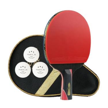 Imagem de HUIESON Raquete Tênis de Mesa Profissional 5 Estrelas com Carbono + Capa Raqueteira + 3 Bolas Oficiais