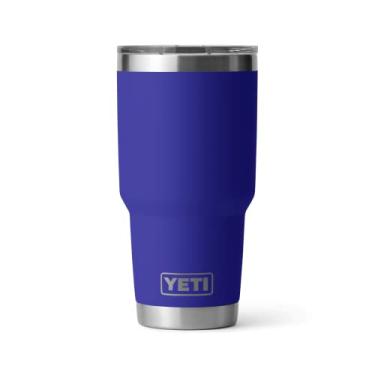 Imagem de YETI Copo Rambler de 850 g, cores retiradas, aço inoxidável, isolado a vácuo com tampa MagSlider, azul offshore