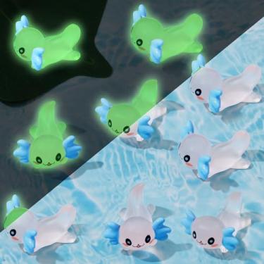 Imagem de 12 Pieces Mini Resin Axolotl Slime Charm Axolotl Tiny Animal Figurine Miniature Figures Garden Landscape Aquarium Dollhouse Ornament Potted Plants Decoration DIY Crafts for Christmas (Light Pink)