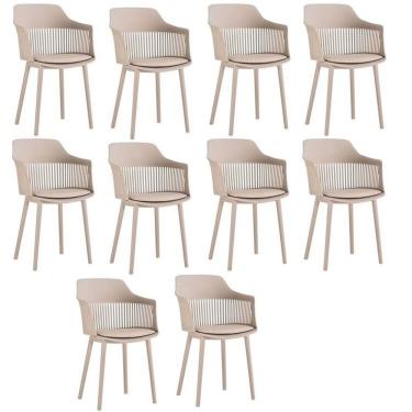 Imagem de Kit com 10 Cadeiras para Sala de Jantar Marcela Nude