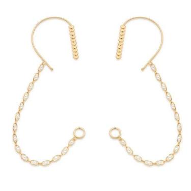 Imagem de Brincos banhado ouro 3x 24k 18k e 22k femininos ear cuff e climber cor