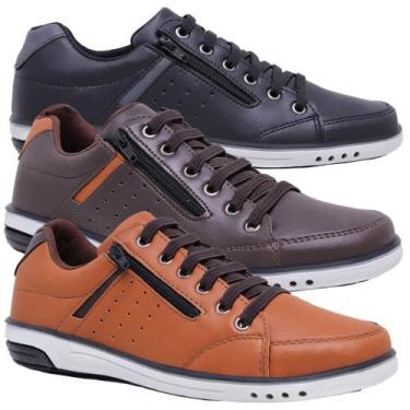 Imagem de Kit 3 Pares Sapatênis Masculino Casual Fechamento Elastico e Ziper - S